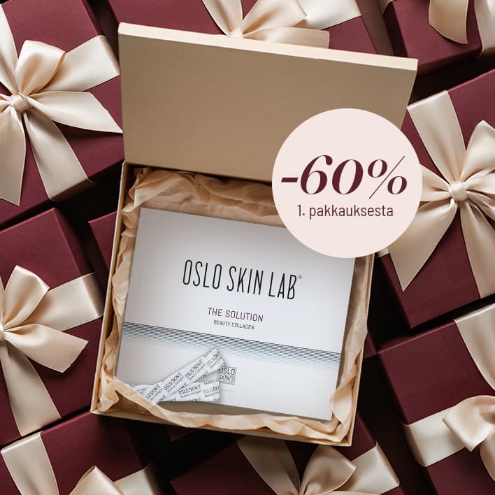 Joulukuussa Oslo Skin Labin The Solution kollageenin ensimmäinen pakkaus -60 %