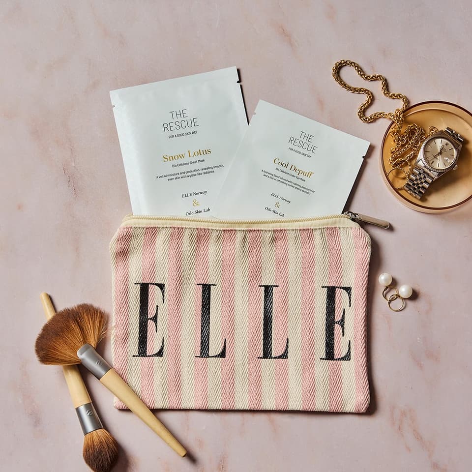 Elle Norway & Oslo Skin Lab Snow Lotus Sheet mask sekä Cool Depuff silmänalusnaamiot